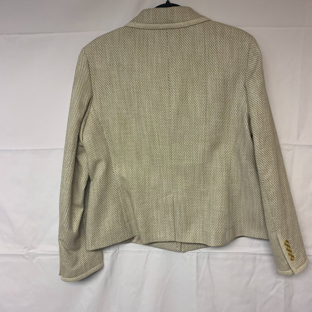 Talbots Blazer Classic Timeless Metallic Academica Office Neutral Womens SZ 14 - Picture 4 of 10